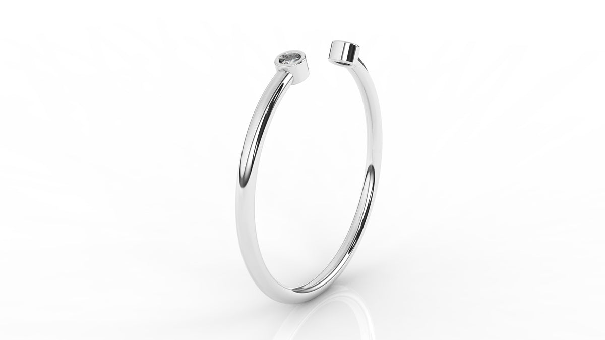 Silver ring two small diamonds GLAM NYC