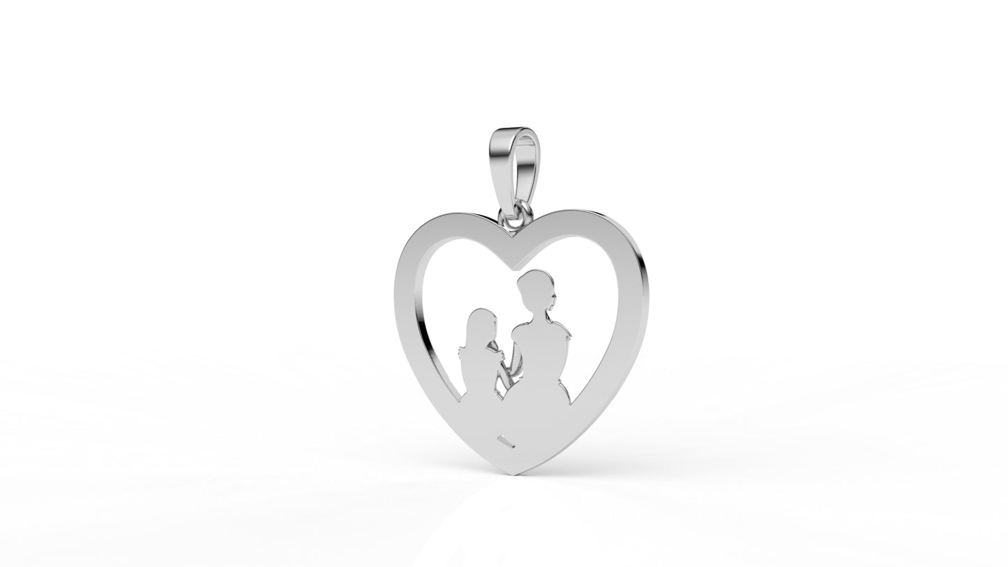 Diamond Mother & Child Heart Pendant – 0.26 CT | Sterling Silver