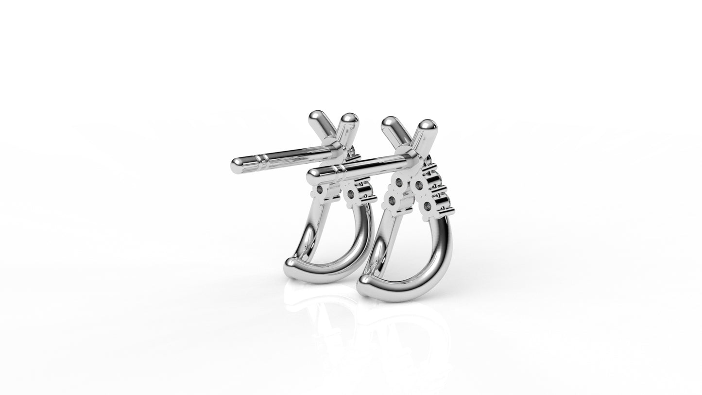 Silver earrings with small diamonds GLAM NYC