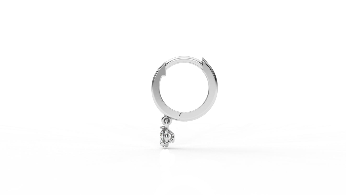 Silver hoop earrings with diamond GLAM NYC