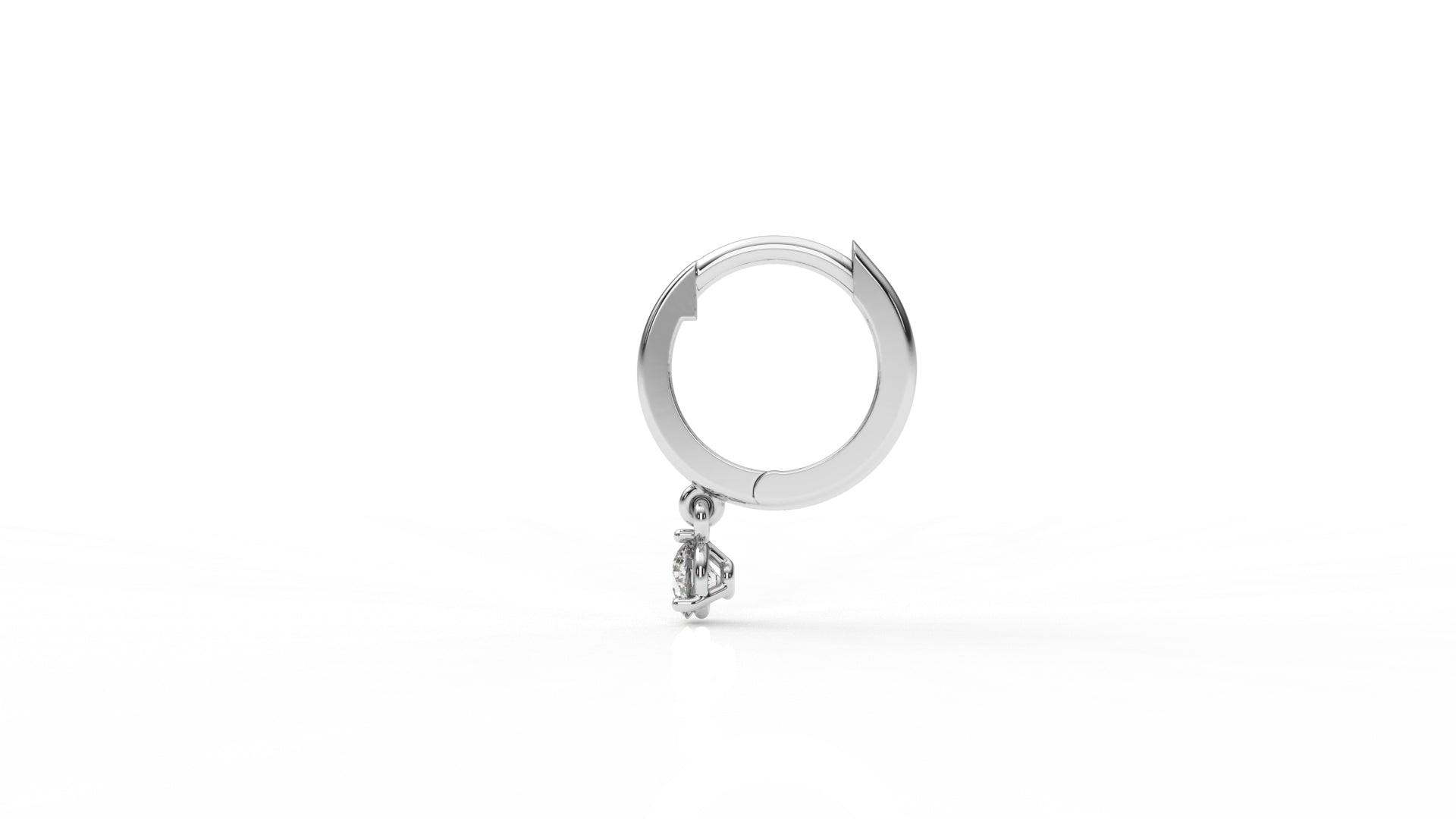 Silver hoop earrings with diamond GLAM NYC