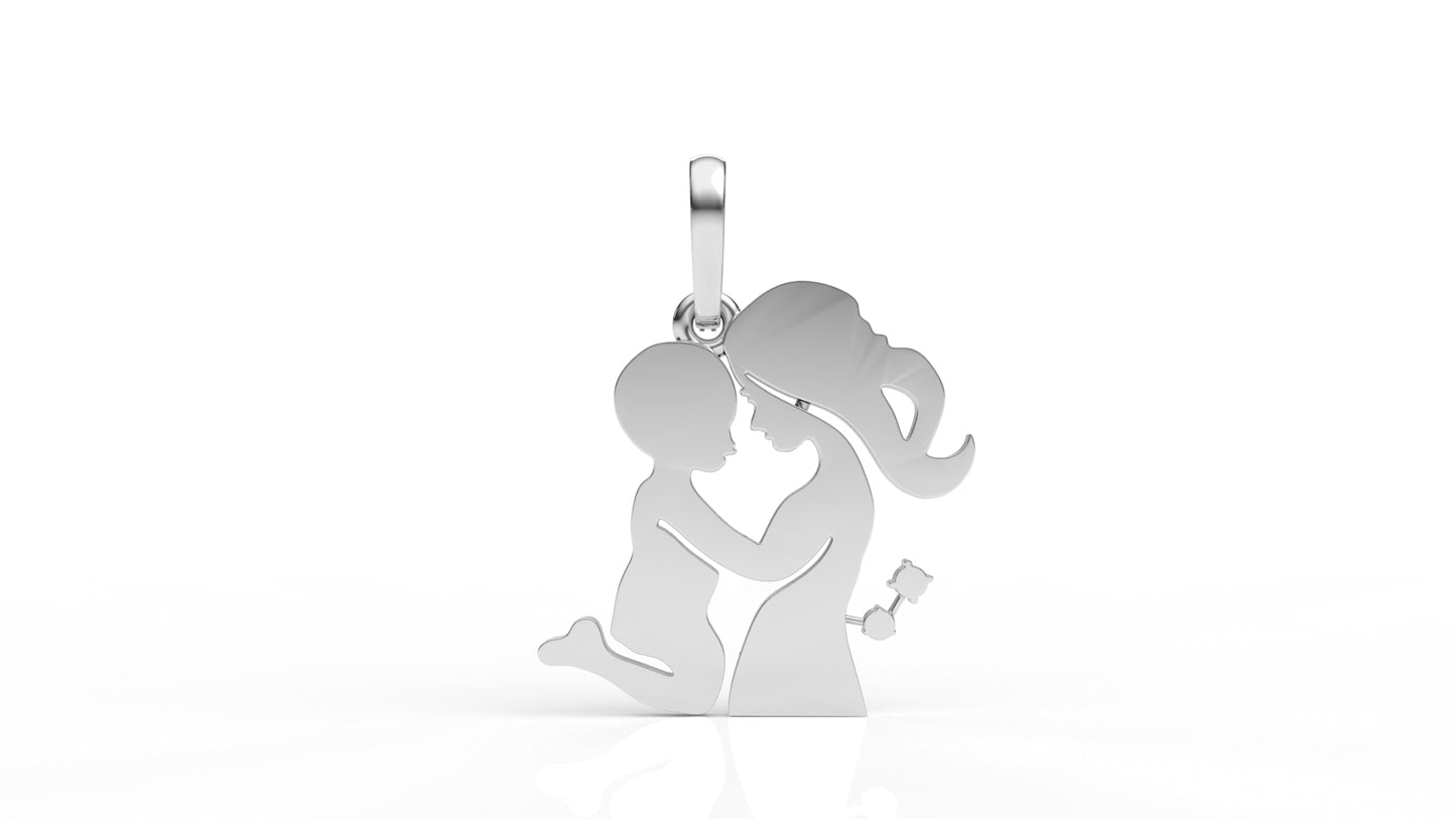 Eternal Love Silhouette Pendant – Diamond mom and daughter Charm