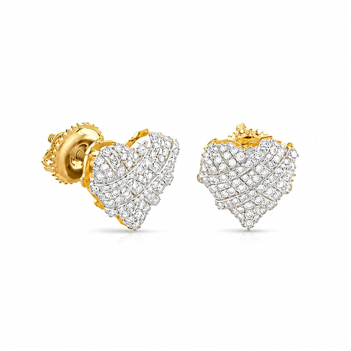 0.36 CTW Iced Heart Diamond Stud Earrings