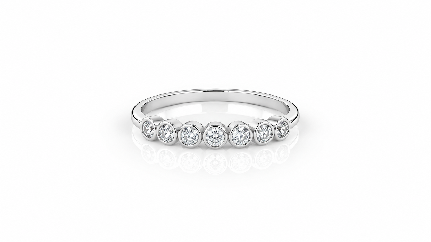 0.10 CT Round Diamond Bezel Band Ring