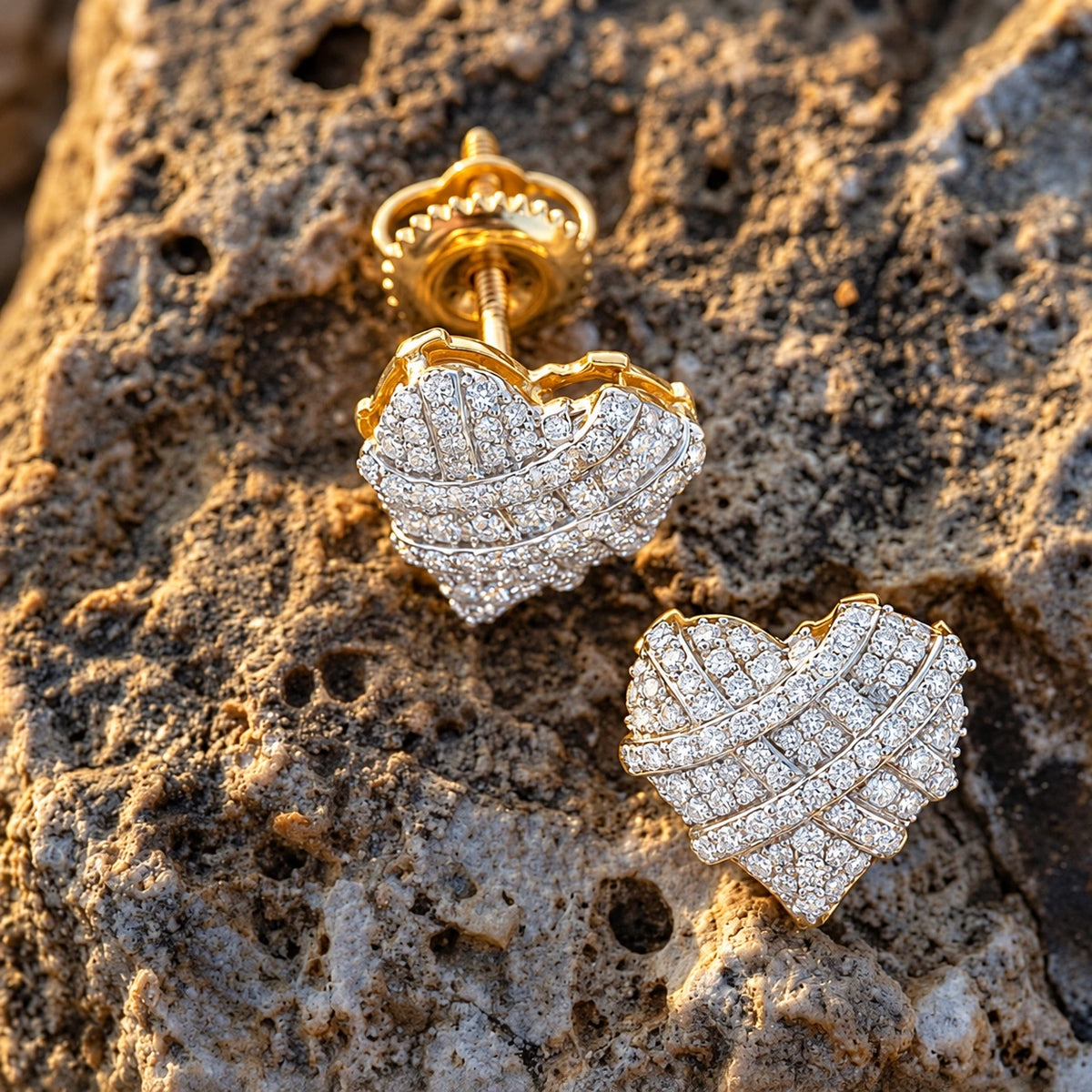 0.36 CTW Iced Heart Diamond Stud Earrings
