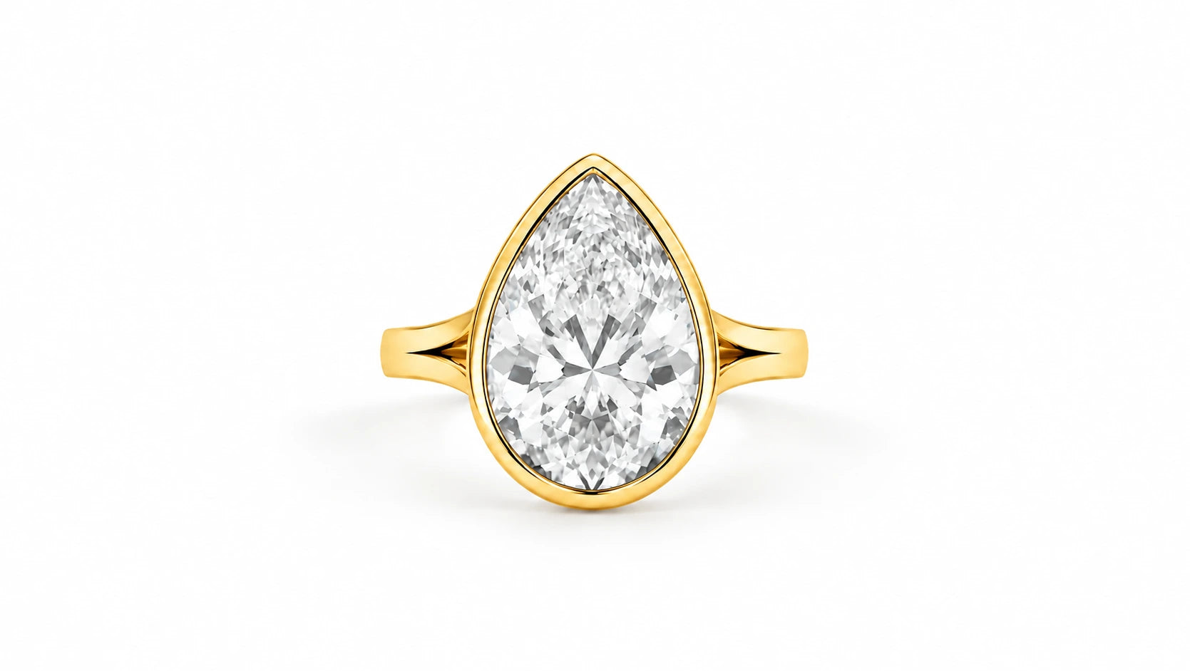 6.20 CTW Pear Cut Diamond Bezel Solitaire Engagement Ring - Main