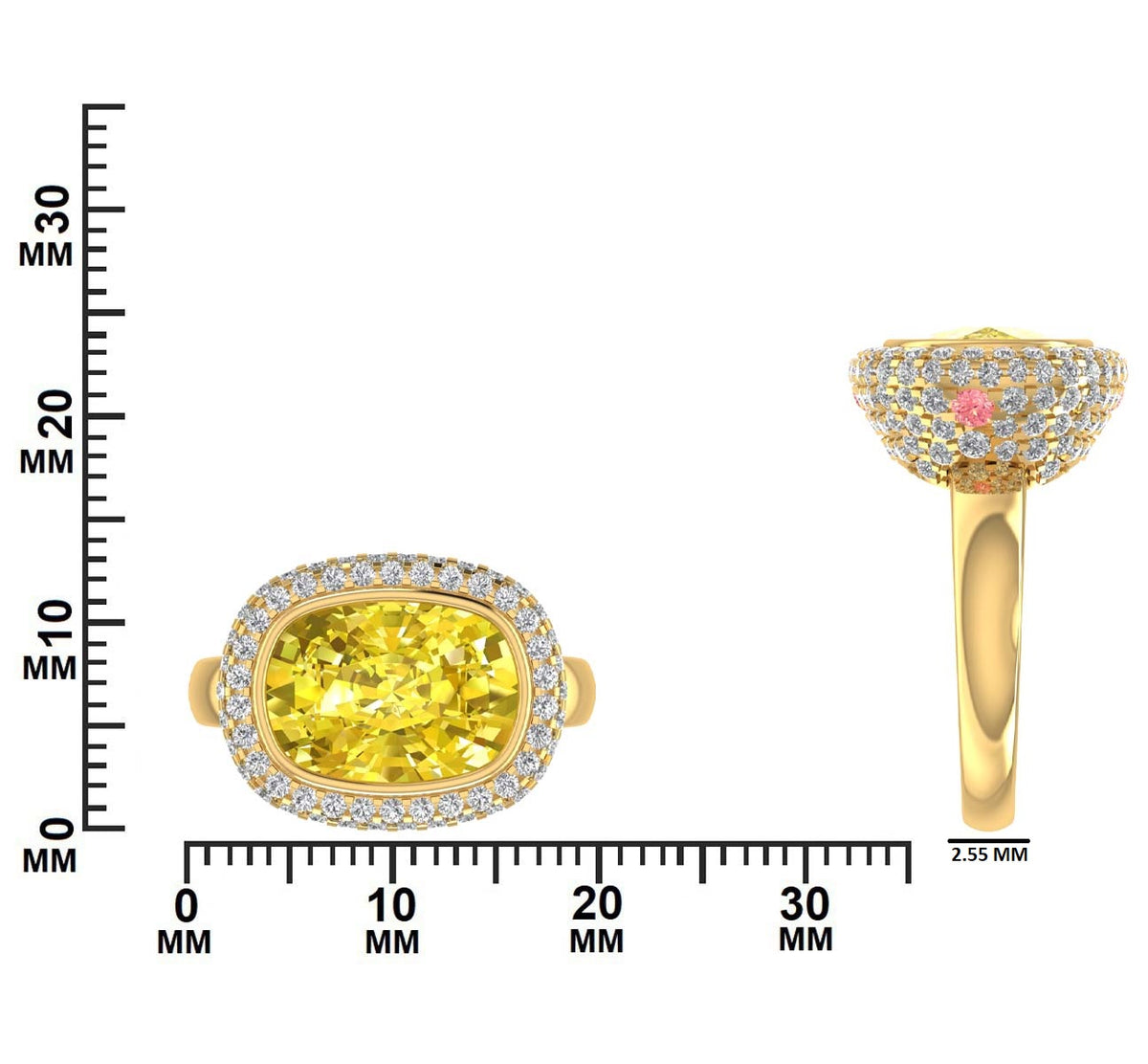 6.56 CTW Cushion Diamond Solitaire Ring - Dimensions