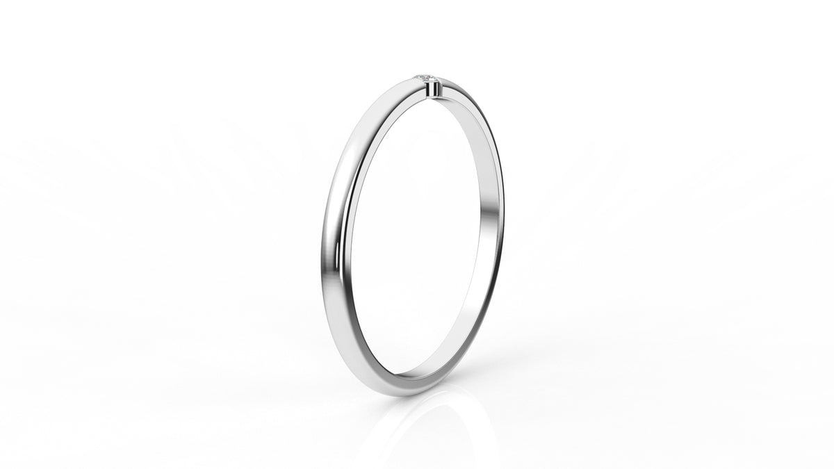 Silver ring with a diamond GLAM NYC