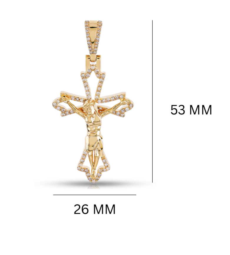 Crucifix Jesus Diamond Cross Pendant – Sterling Silver