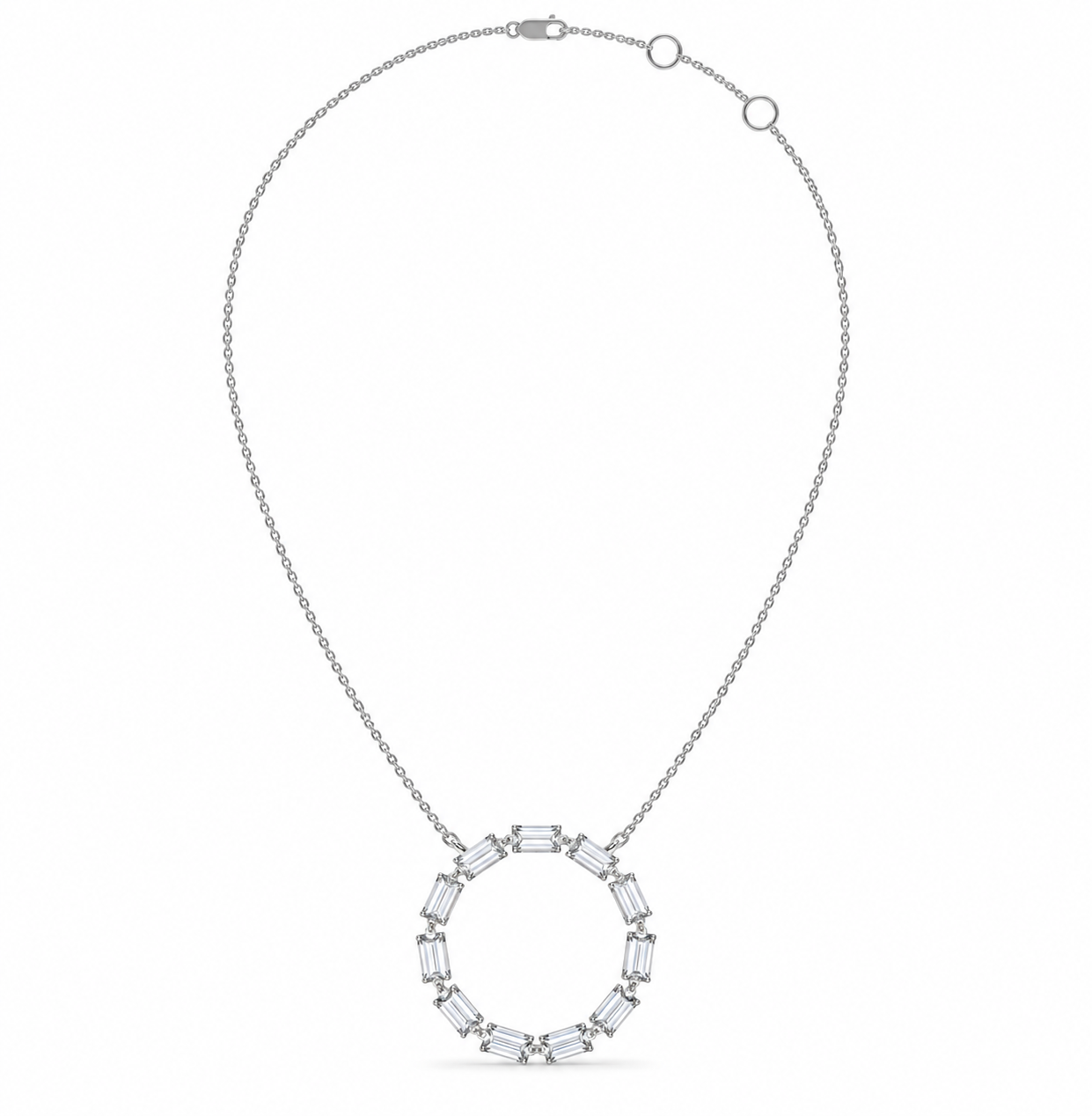 0.55 CT Baguette Diamond Circle Pendant Necklace