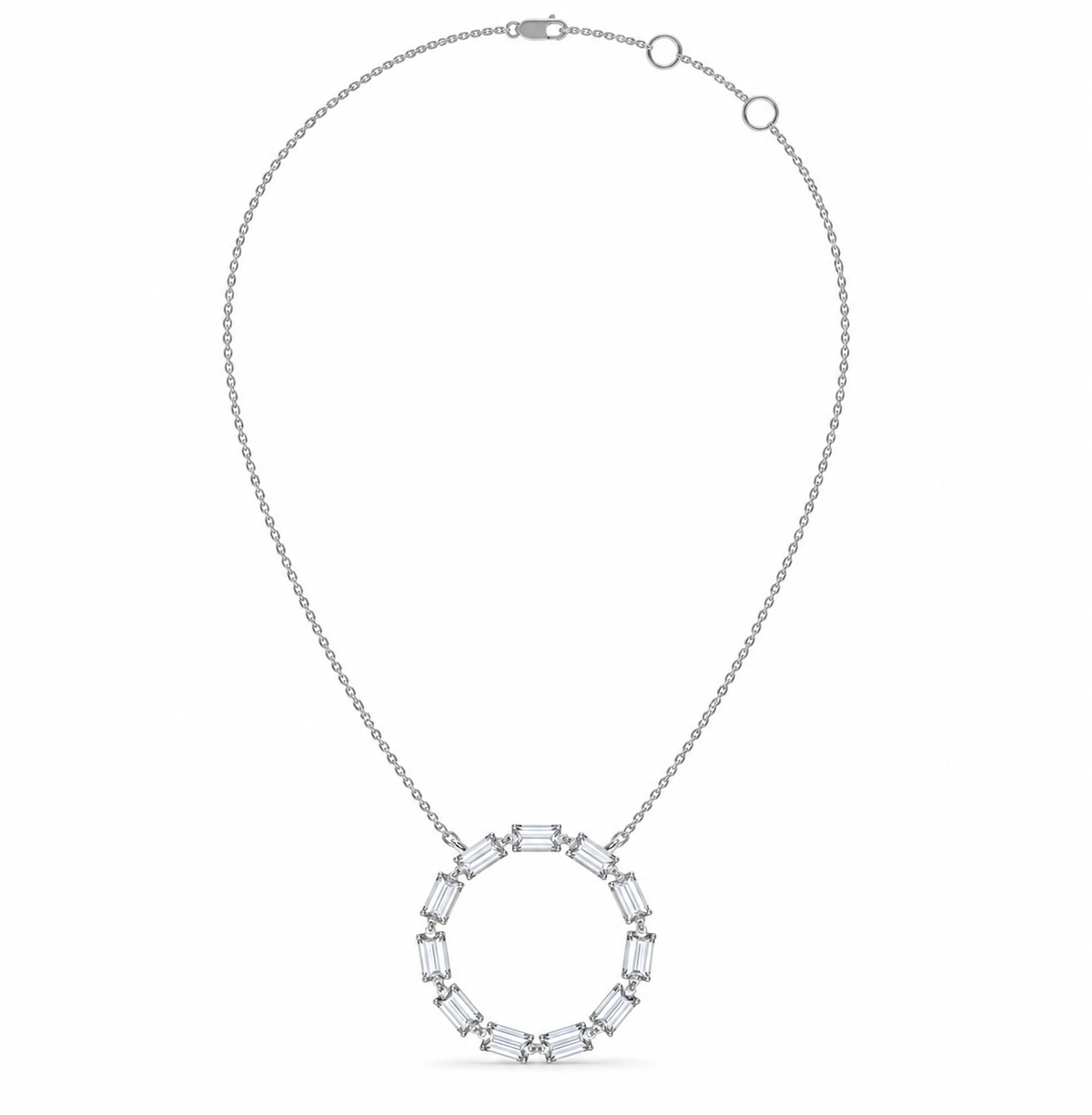 0.55 CT Baguette Diamond Circle Pendant Necklace