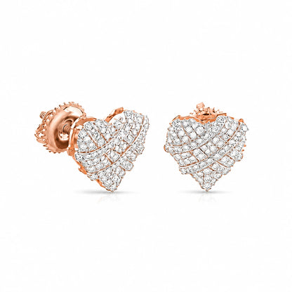 0.36 CTW Iced Heart Diamond Stud Earrings