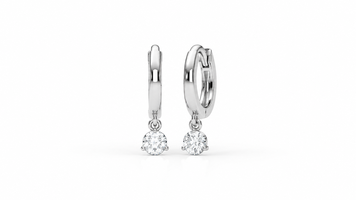 0.21 CTW Diamond Drop Huggie Hoop Earrings