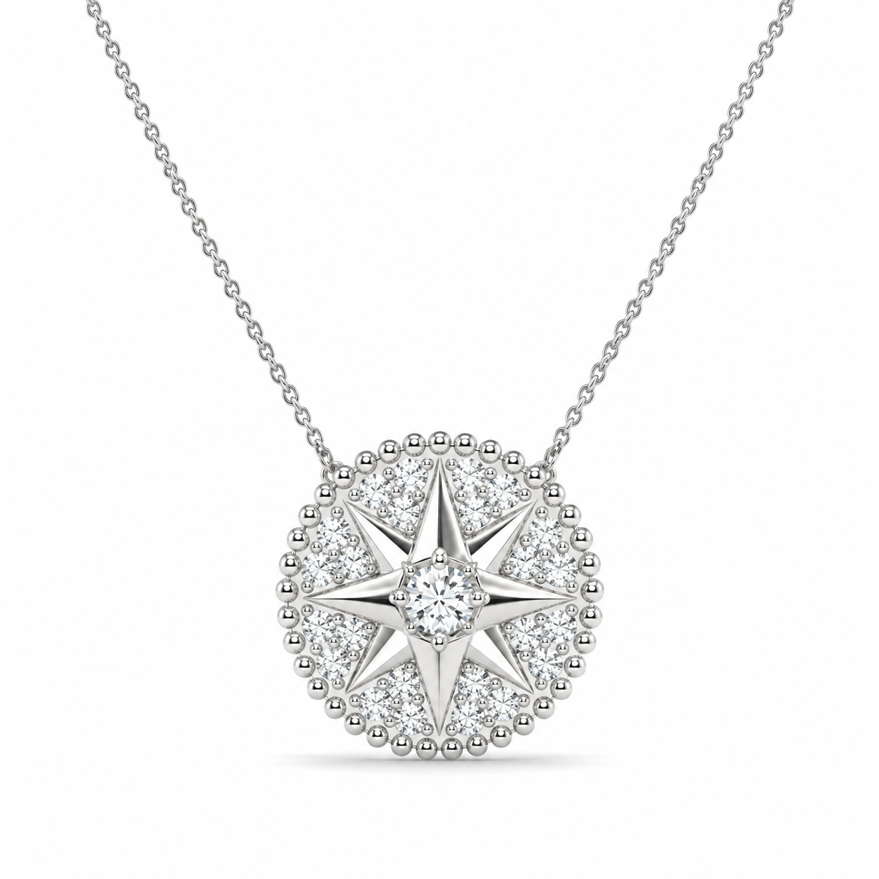 0.62 CT Diamond Star Pendant Necklace