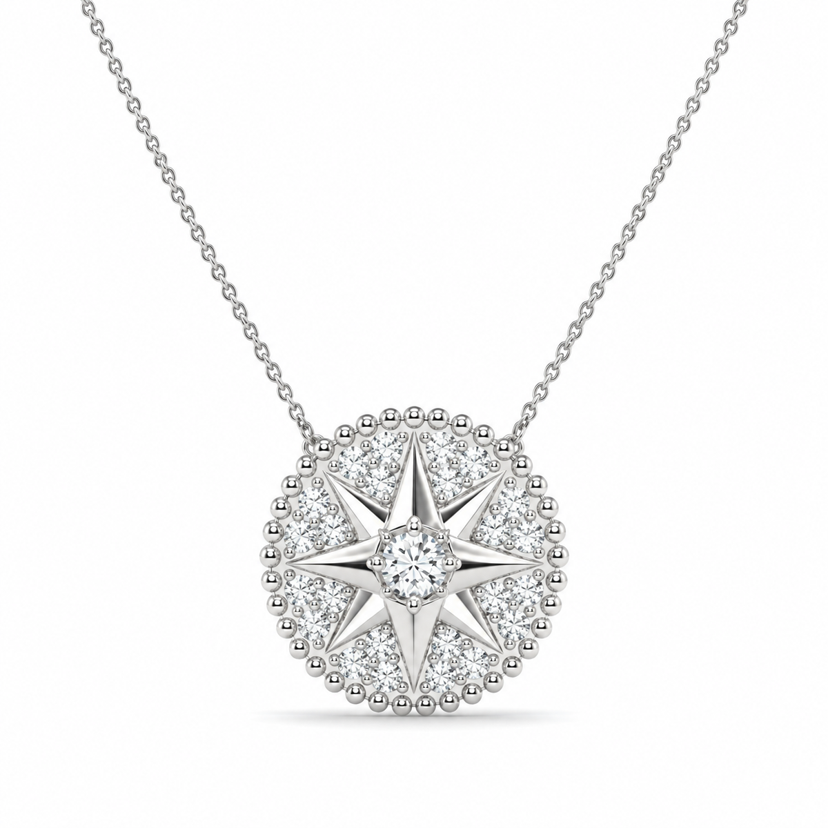0.62 CT Diamond Star Pendant Necklace