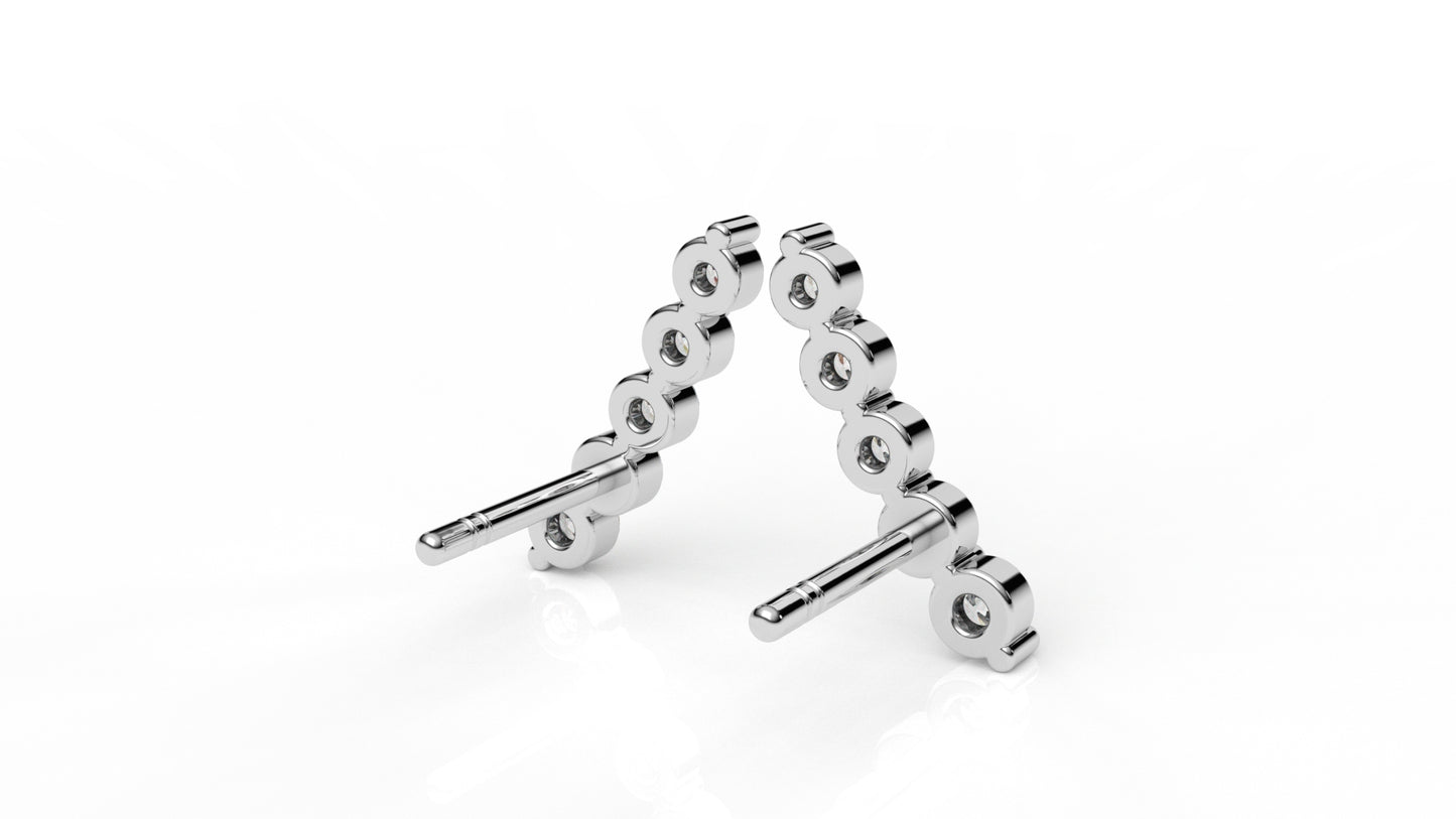 Silver earrings with small diamonds GLAM NYC