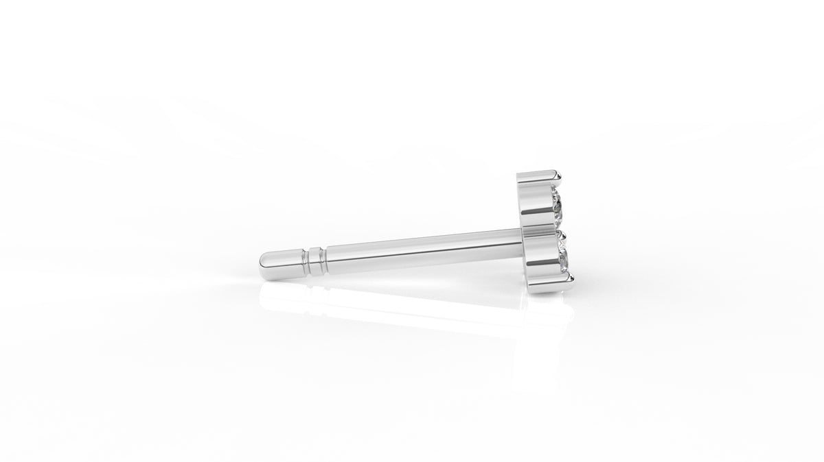 Silver earring with three diamonds GLAM NYC