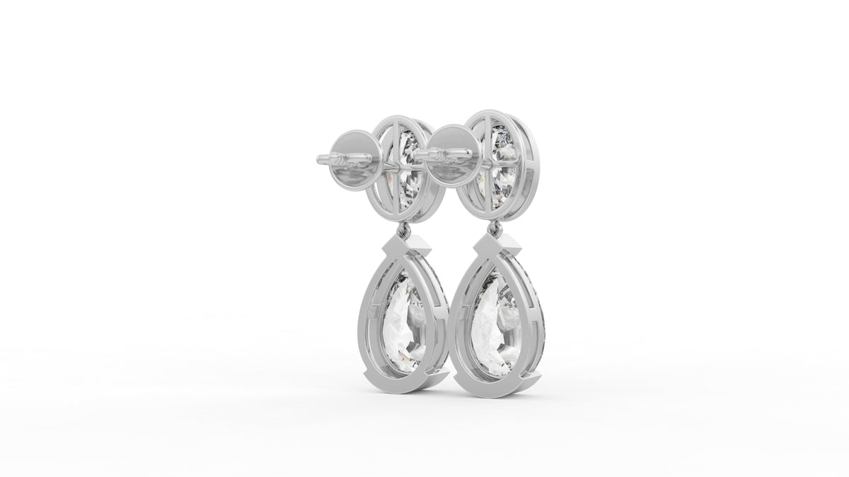 14 CTW Pear Diamond Drop Earrings