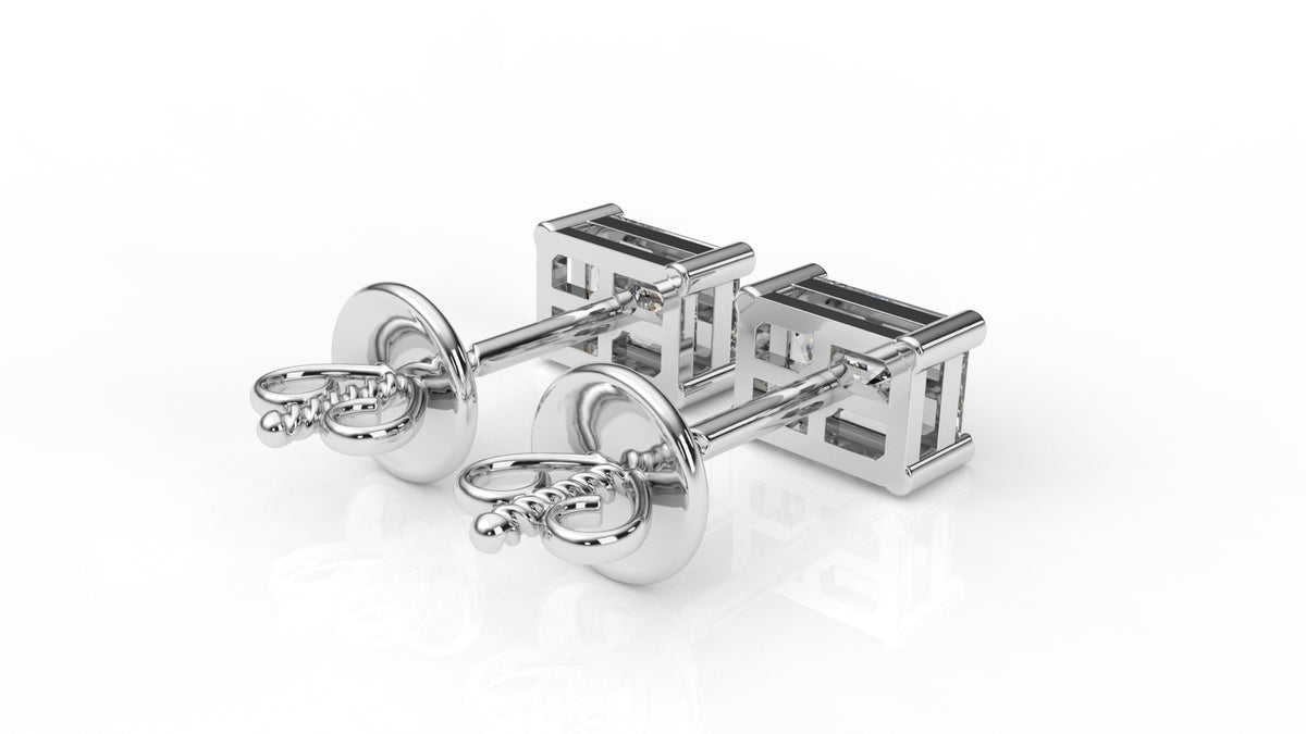Emerald-Cut Diamond Stud Earrings