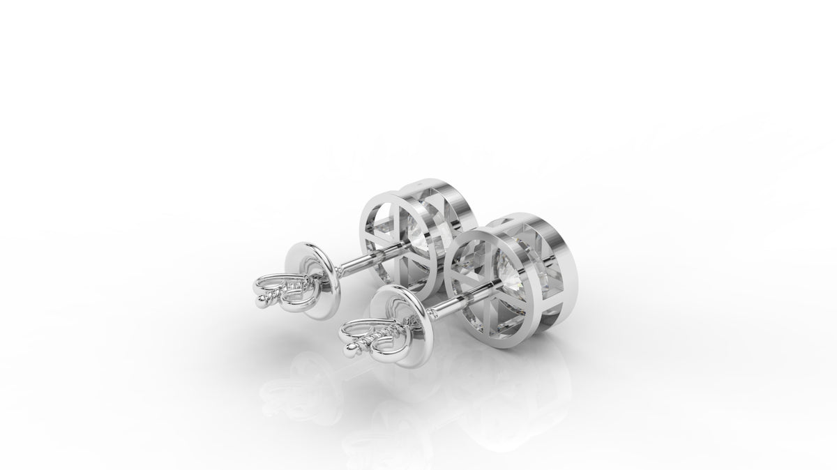 4.00 CTW Round Diamond Bezel Stud Earrings