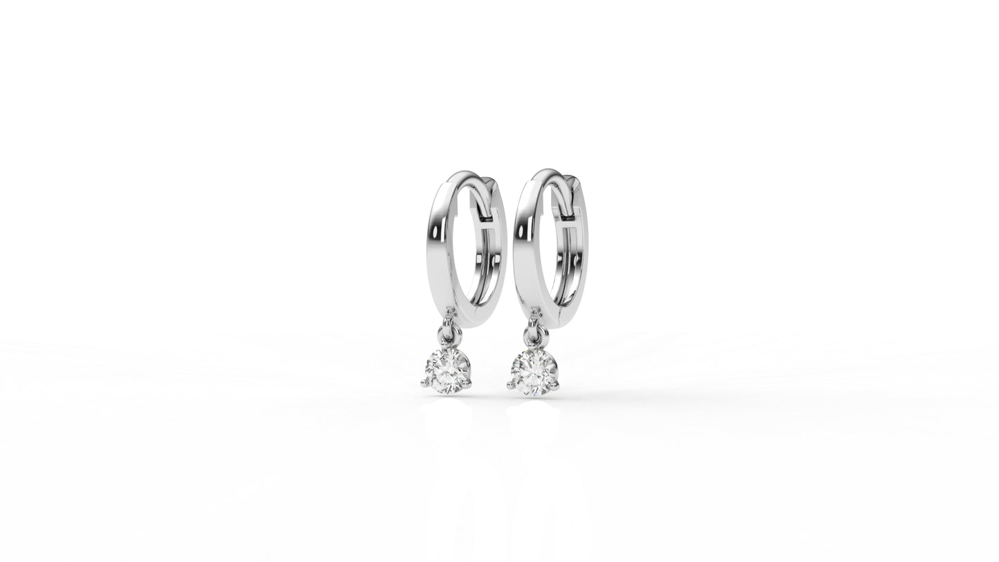 Silver hoop earrings with diamond GLAM NYC