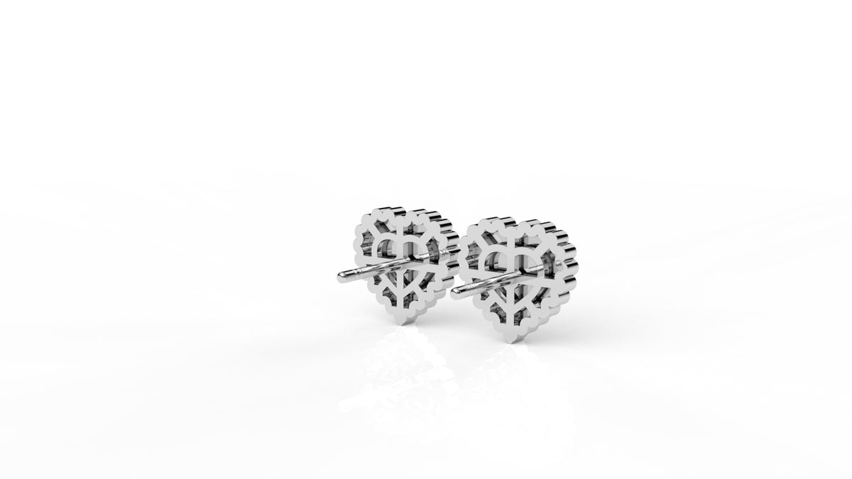 Heart shaped silver earrings with diamonds GLAM NYC 