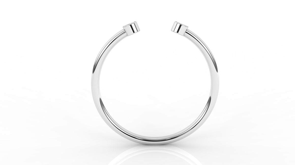 Silver ring two small diamonds GLAM NYC