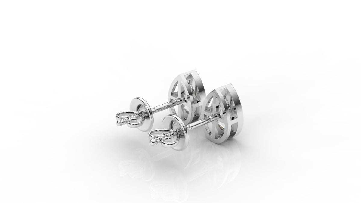 Pear-Cut Diamond Bezel Stud Earrings – 2.00 CTW