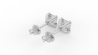 3.50 CTW Princess Cut Diamond Stud Earrings