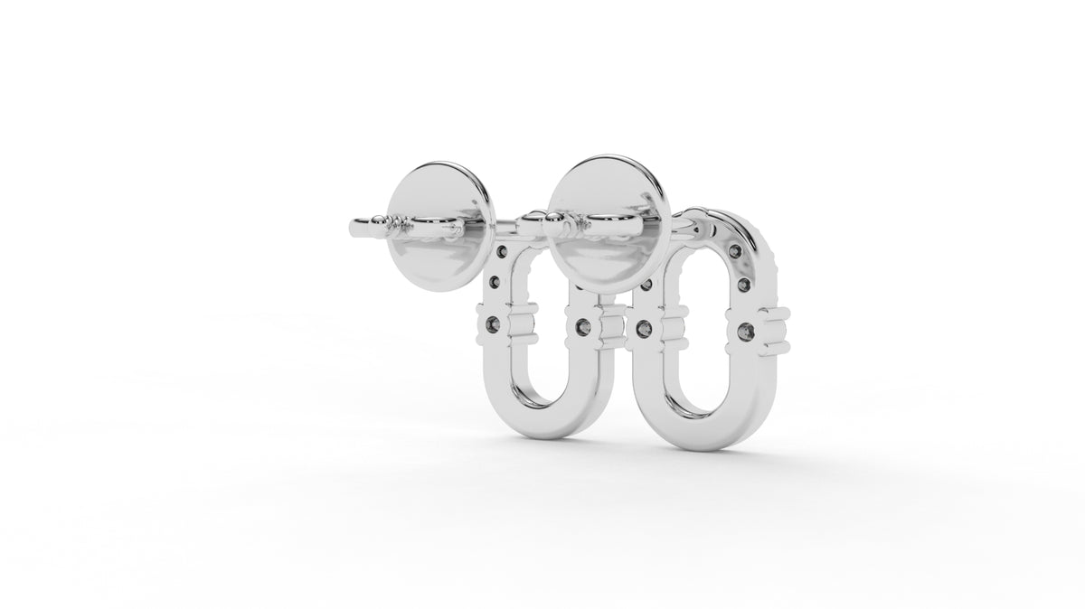 0.20 CTW Diamond Oval Link Stud Earrings
