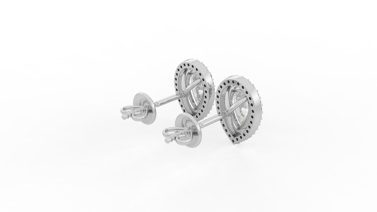 2.06 CTW Pear Cut Diamond Halo Stud Earrings