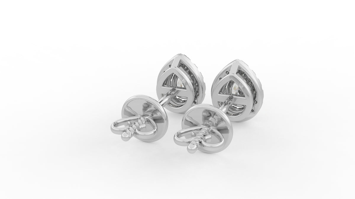 0.70 CTW Pear Halo Diamond Stud Earrings