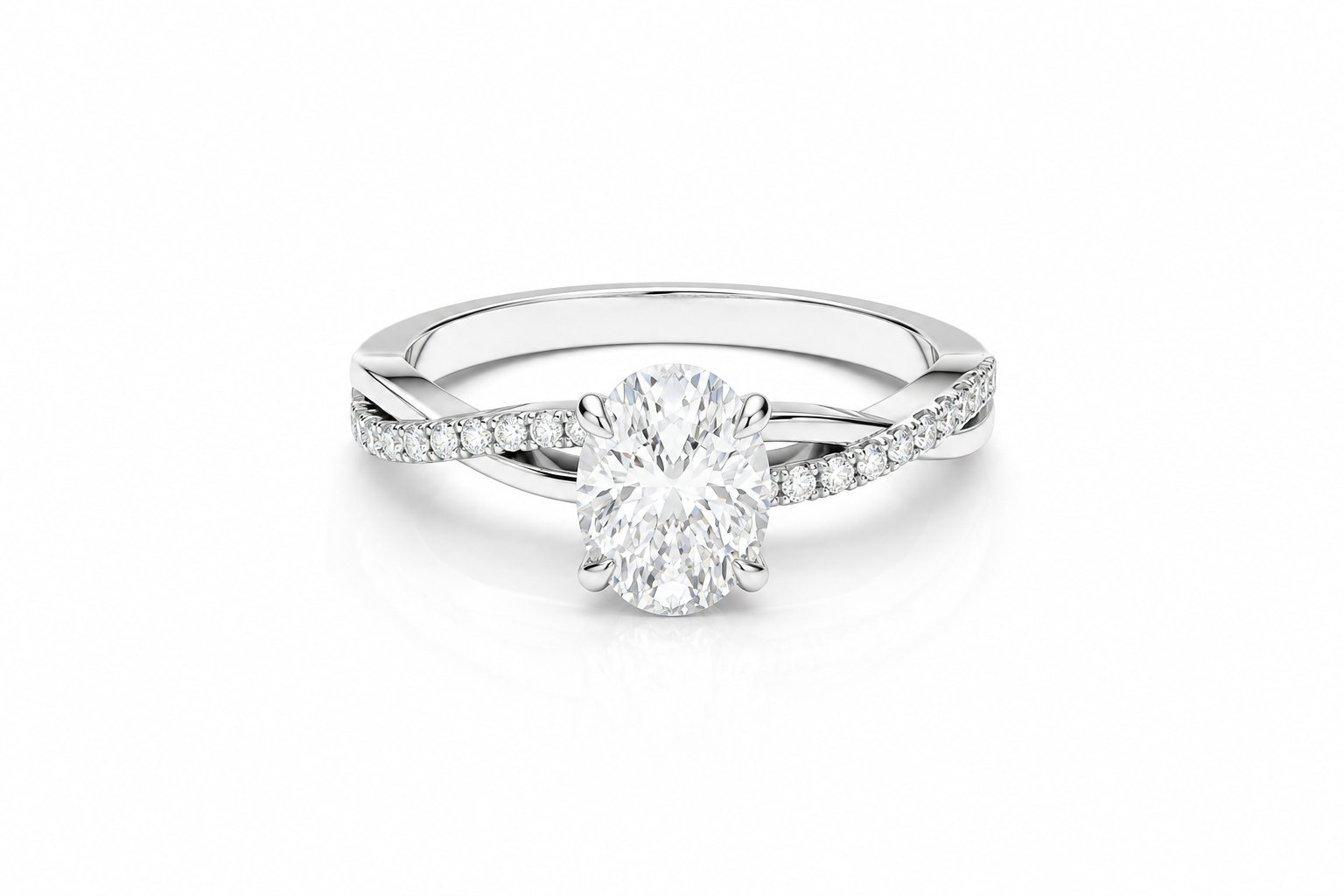 1.125 CTW Oval Diamond Split Shank Engagement Ring