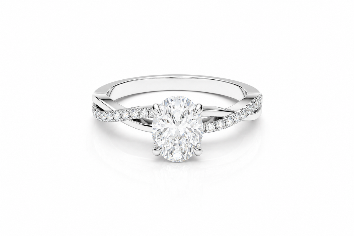 1.125 CTW Oval Diamond Split Shank Engagement Ring