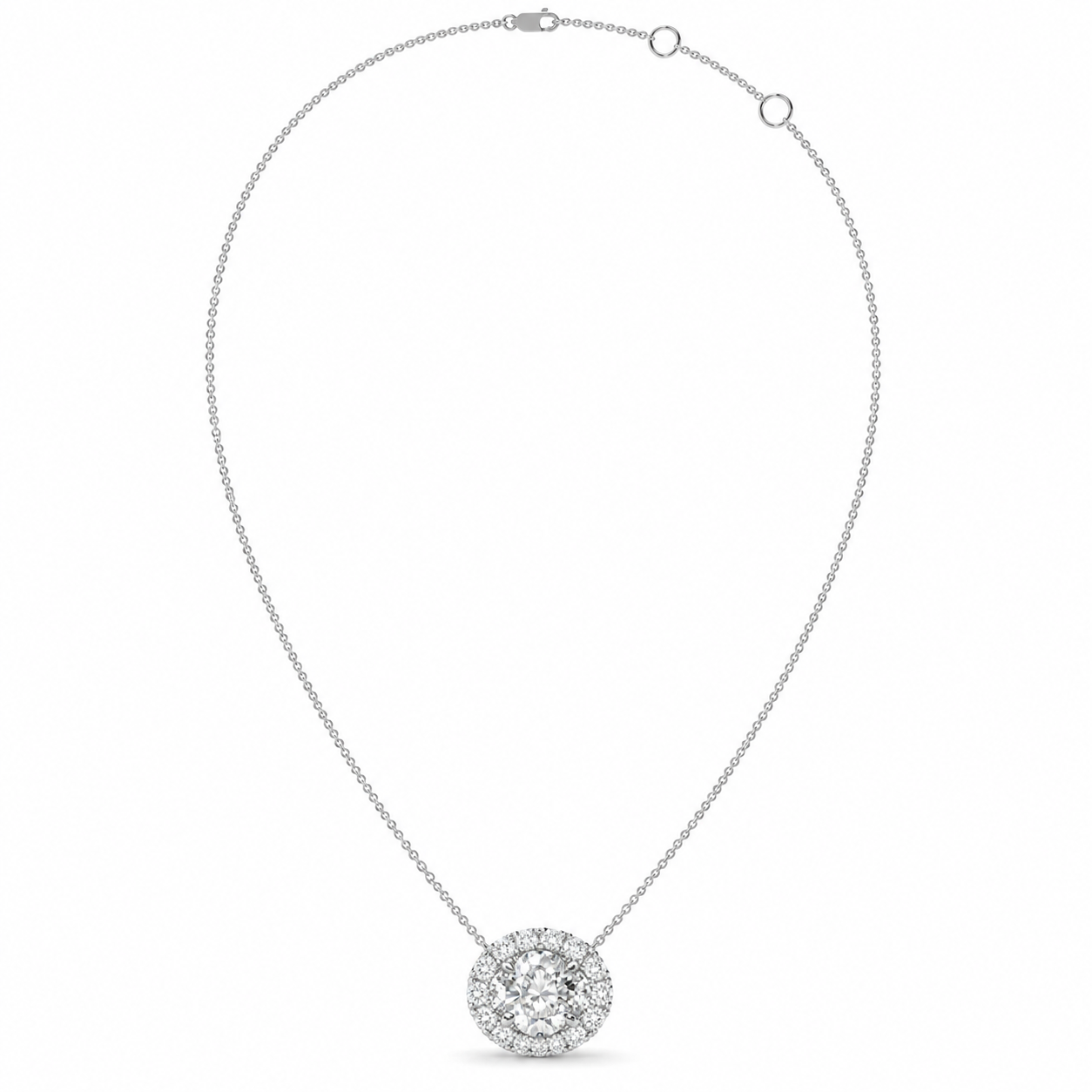 1.10 CT Diamond Halo Circle Pendant Necklace