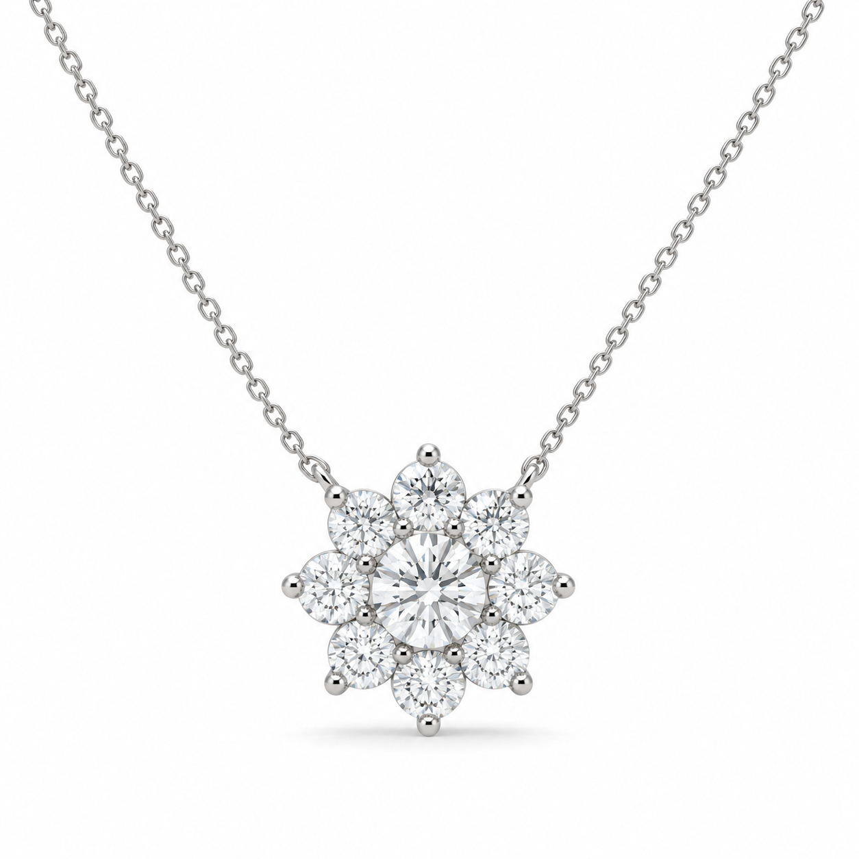0.93 CT Diamond Starburst Pendant Necklace