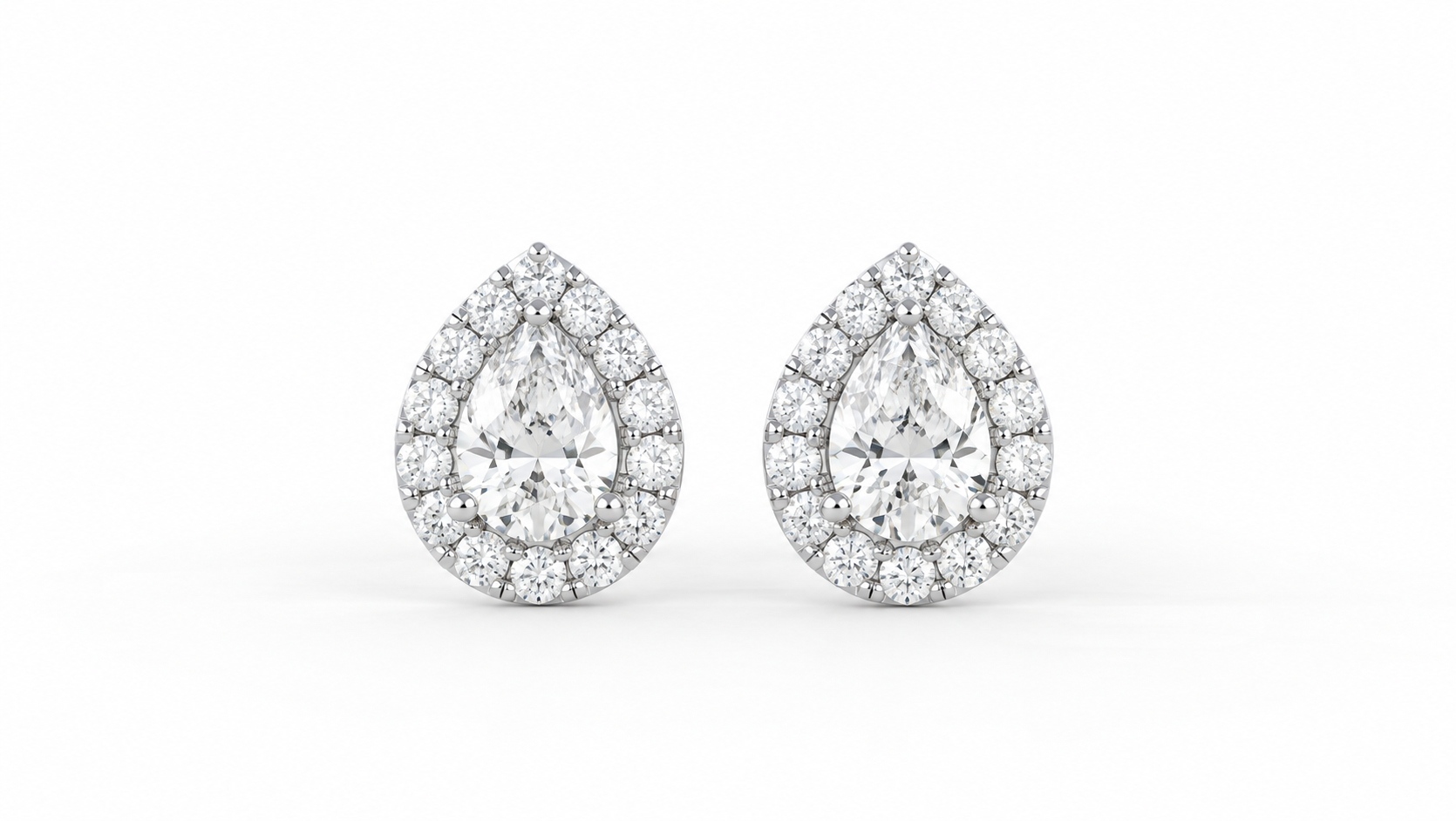 0.70 CTW Pear Halo Diamond Stud Earrings