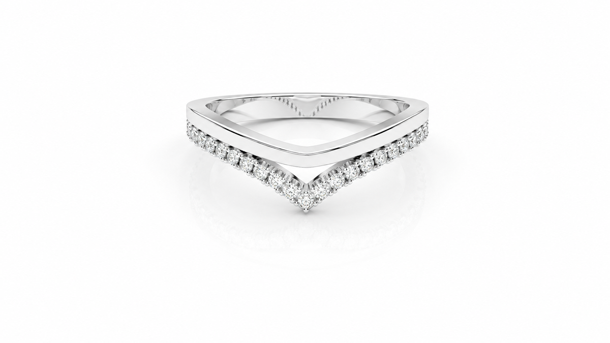 0.17 CT Diamond Chevron Band Ring