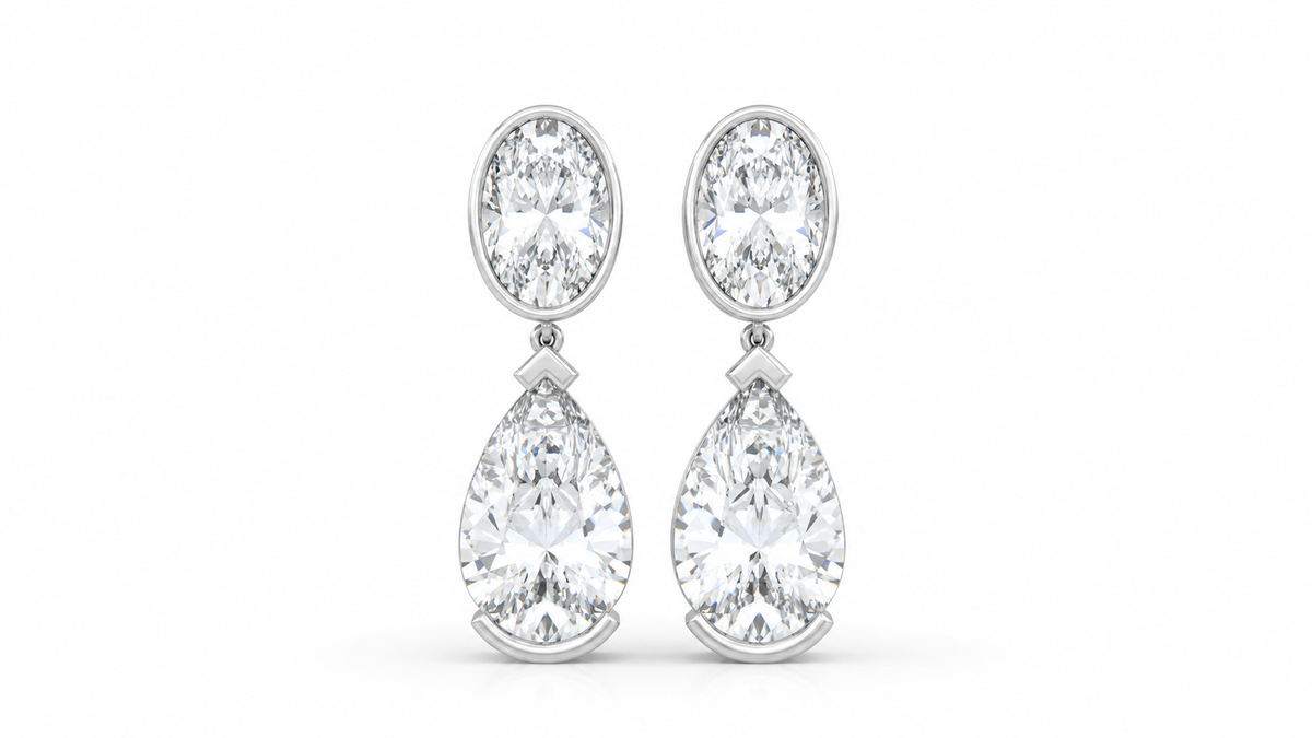 14 CTW Pear Diamond Drop Earrings