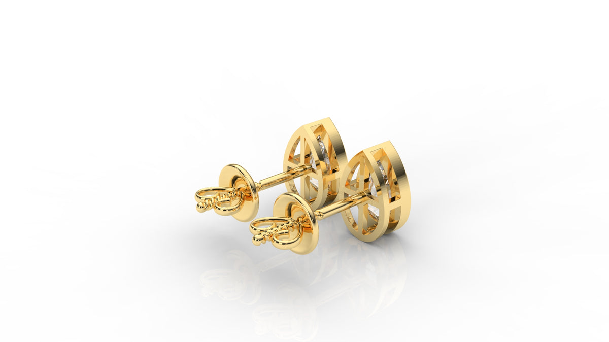 Pear-Cut Diamond Bezel Stud Earrings – 2.00 CTW