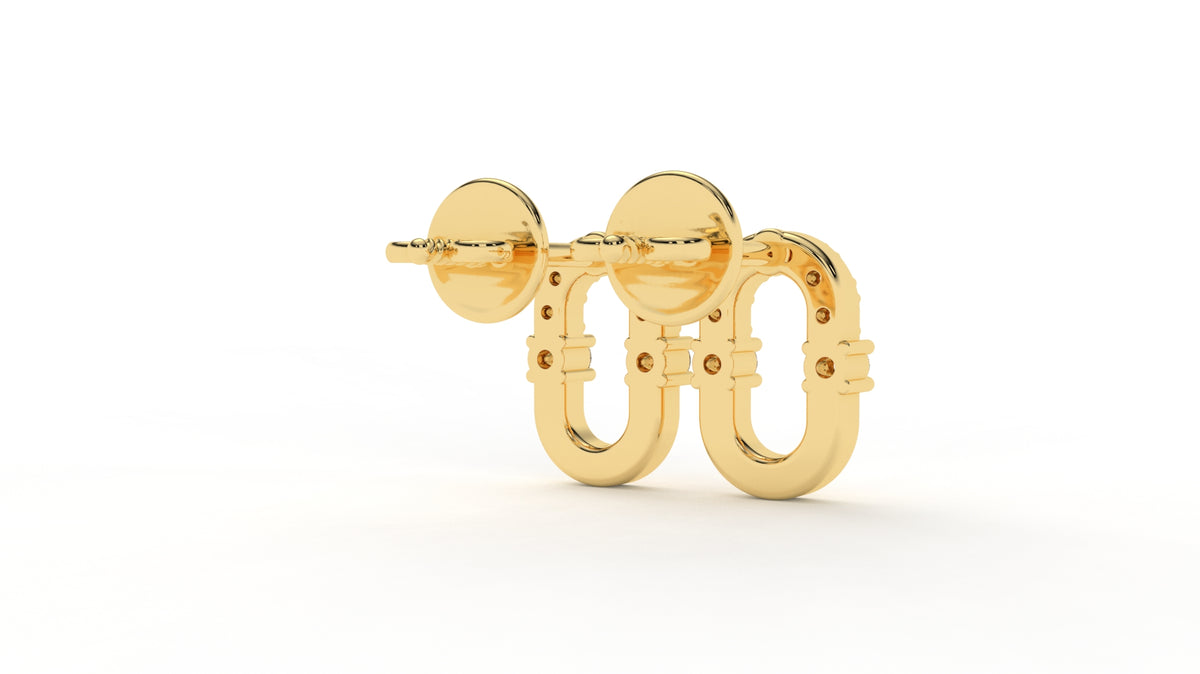 0.20 CTW Diamond Oval Link Stud Earrings