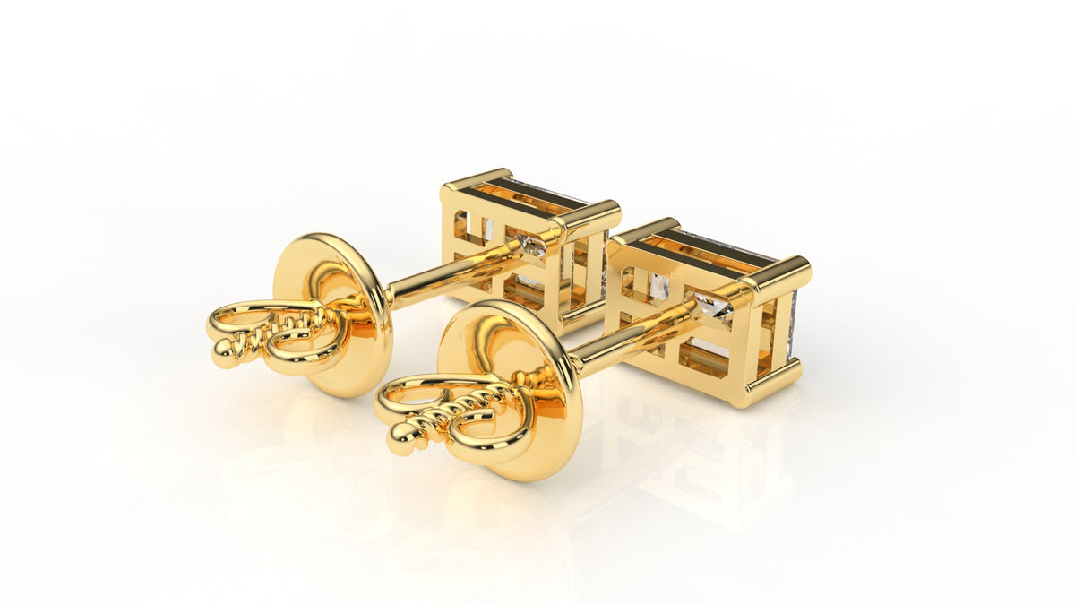 Emerald-Cut Diamond Stud Earrings
