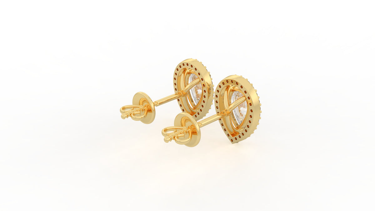 2.06 CTW Pear Cut Diamond Halo Stud Earrings
