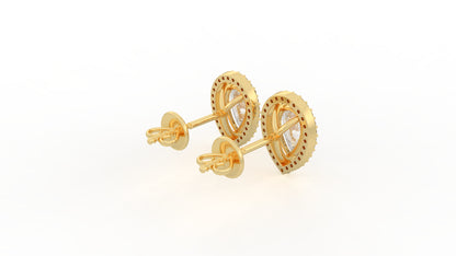 2.06 CTW Pear Cut Diamond Halo Stud Earrings