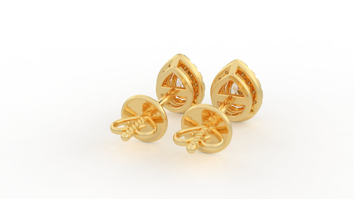 0.70 CTW Pear Halo Diamond Stud Earrings