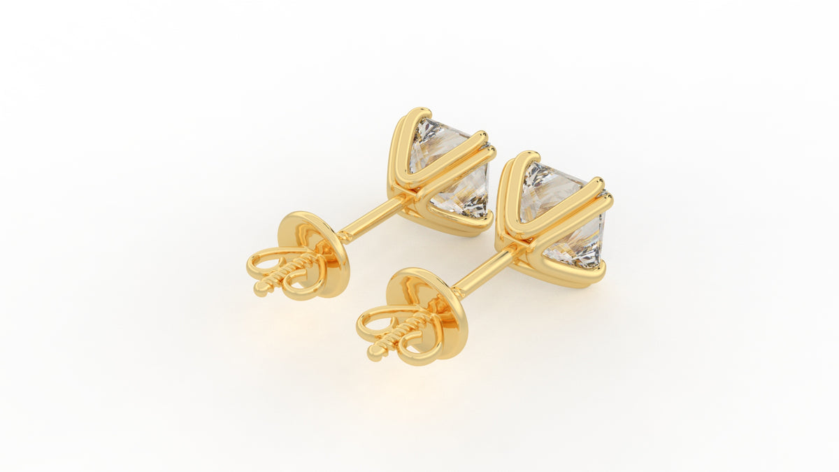 3.50 CTW Princess Cut Diamond Stud Earrings