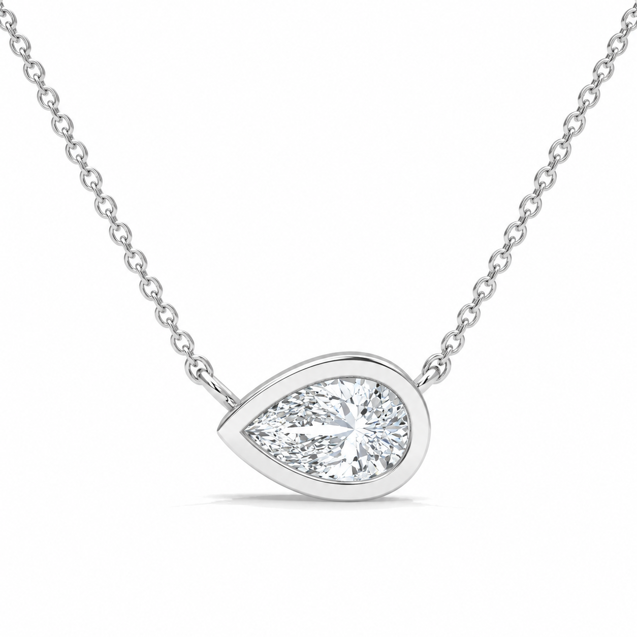 0.49 CT Pear Shaped Diamond Pendant Necklace