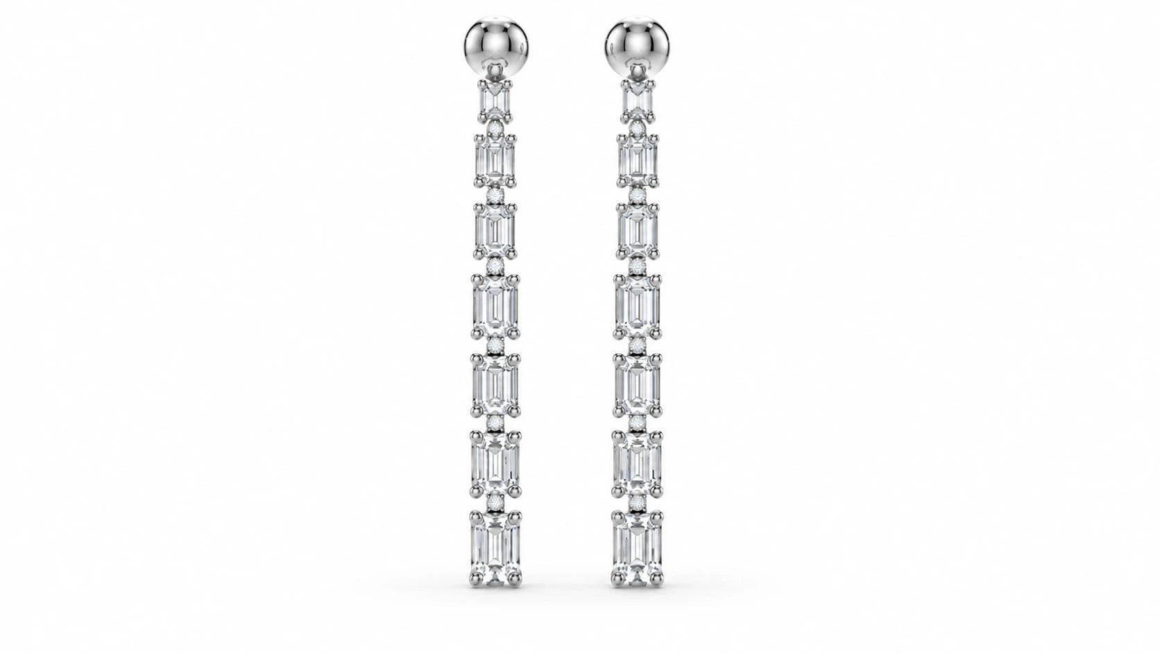 9.40 CTW Diamond Drop Earrings white gold  front view