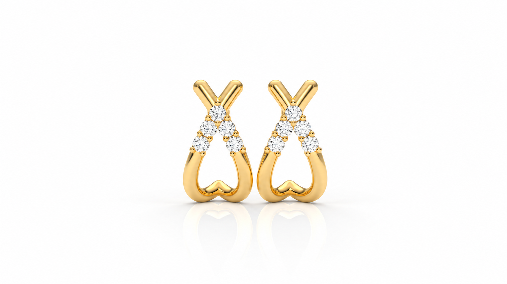 Open Heart Diamond Drop Earrings - 0.06 CTW