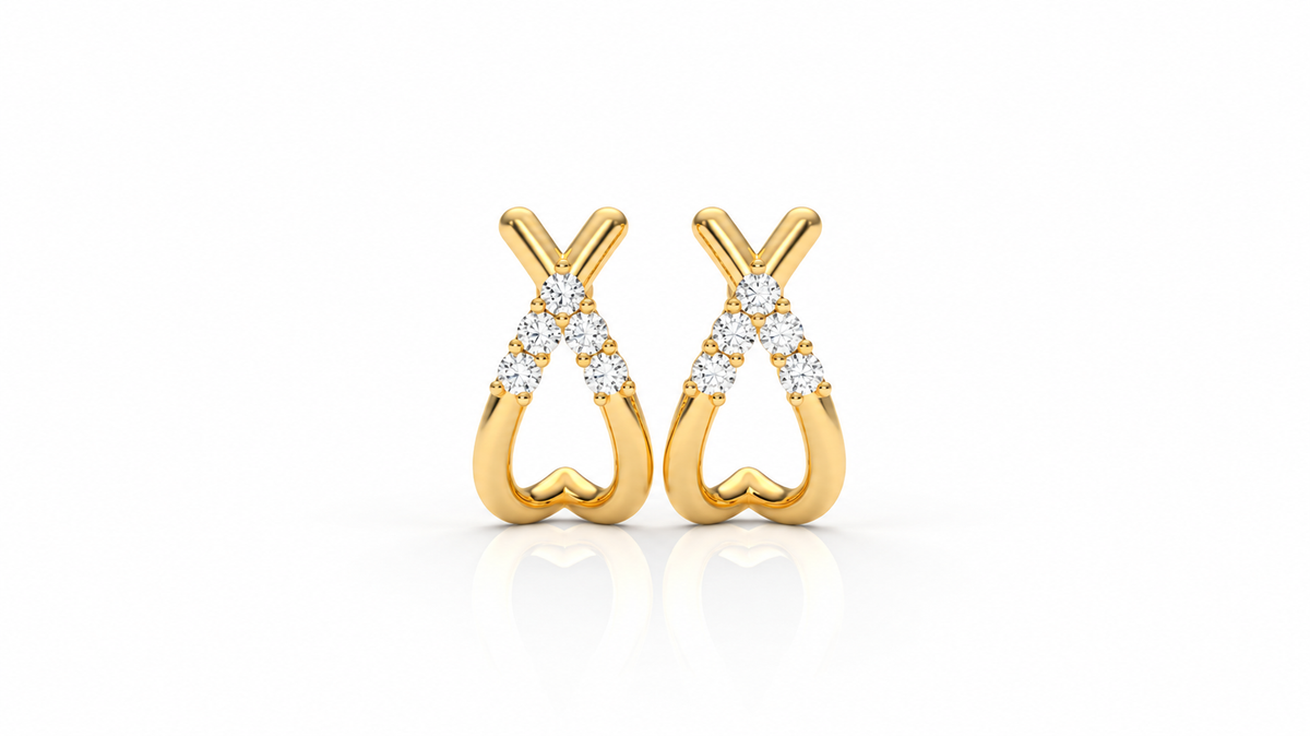 Open Heart Diamond Drop Earrings - 0.06 CTW